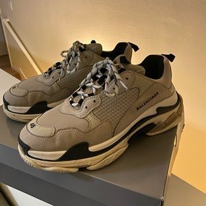 Mens Balenciaga Triple S Sneakers in beige